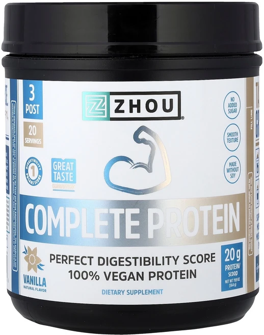 Zhou Nutrition Complete Protein Vanilla 19.9 oz 564 g, Zhou Nutrition, Complete Prote, 1개 - 쿠팡
