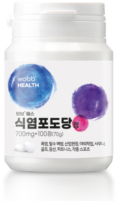 와브헬스 식염 포도당 정 스포츠 에너지 캔디 사탕 전해질 부족 보충제, 1개, 100정