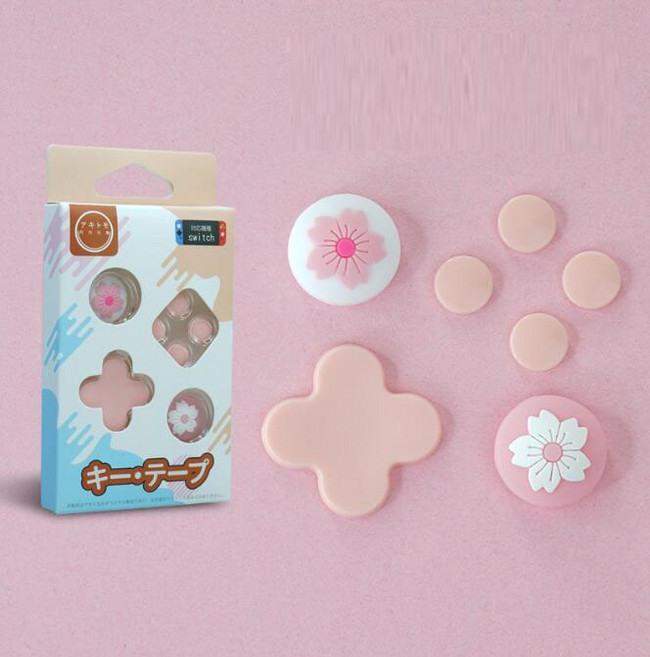 D-패드 이동 방향 키 크로스 ABXY 버튼 스티커 조이스틱 엄지 그립 캡 커버 닌텐도 스위치 Oled NS, 07 Pink Flower, 07 Pink Flower