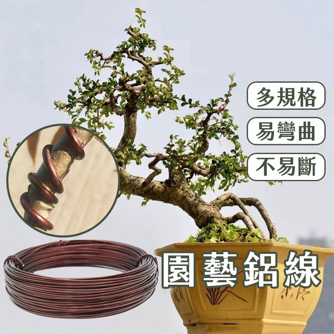 鋁線 100克 古銅色 園藝盆栽 上板材料, 1個, 1.5mm長20.7米