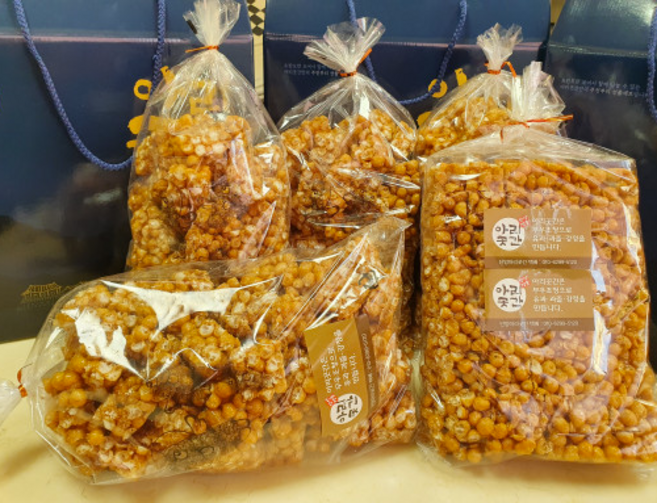 단양 구경시장/ 아리곳간 오란다 / 부드럽고 바삭한 수제강정 / 유자오란다 / 전통과자 / 무설탕 / 대포장/단양에 오란다/, 500g, 1개