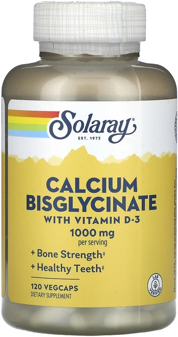 솔라레이 칼슘비스글리시네이트비타민D3 1000mg베지캡슐 120정(1정당 250mg), SOR45794, 1개, 120정 - 쿠팡
