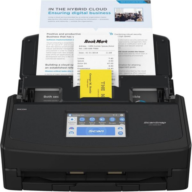 ScanSnap iX1600 데스크톱 문서 스캐너 블랙 5GHz 양면 인쇄 ADF A4 무선랜 터치스크린 USB 3.2 502535