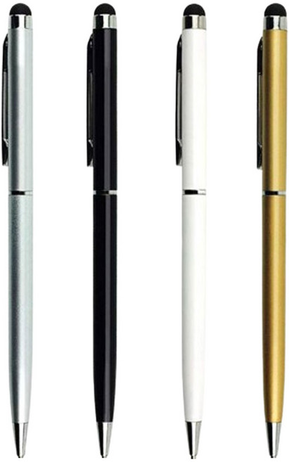 4p 세트 슬림 스마트폰 터치펜 화면 터치 볼펜, 슬림터치펜(골드 실버 블랙 화이트 총 4개 묶음)