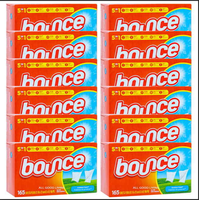 바운스 아웃도어 프레쉬 5in1 섬유유연제 드라이시트 165매 12개