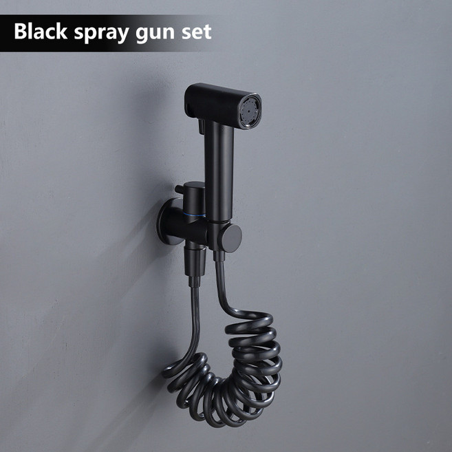 馬桶噴槍 衛生間 增壓 高壓噴頭 馬桶沖洗器, 黑色彈簧管套裝,多款組合, 1個