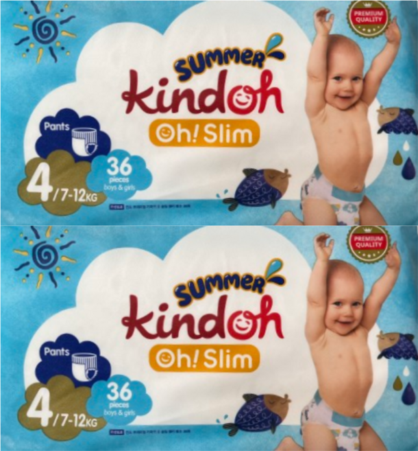 킨도 프리미엄 오 슬림 썸머팬츠 기저귀 팬티형 남여공용, 4단계, 72매