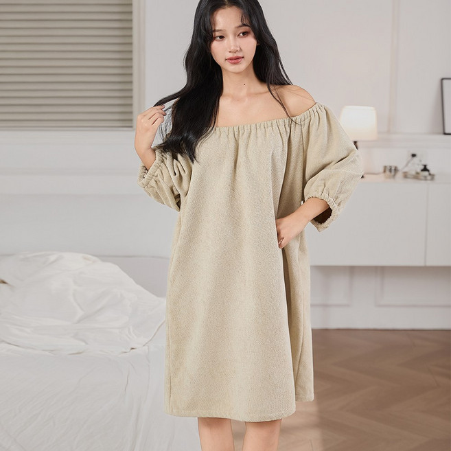 소필로 샤워 가운 여성 목욕 잠옷 KV612