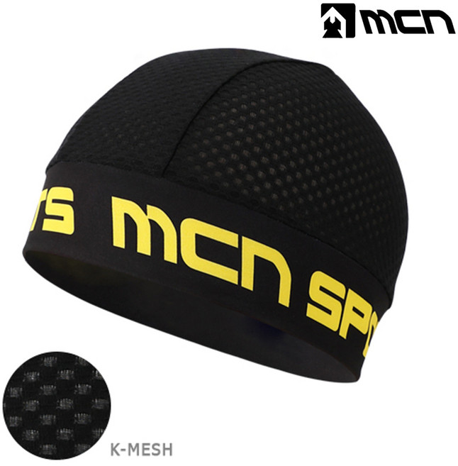 MCN 스컬캡 SKULL CAP K-MESH, 블랙 + 옐로, 1개