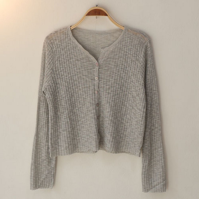 스카이코코 여성 긴팔 썸머 골지 시스루 제니 가디건