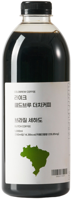 라이크 콜드브루 더치커피 원액 브라질 세하도 1리터, 1L, 1개, 5개입