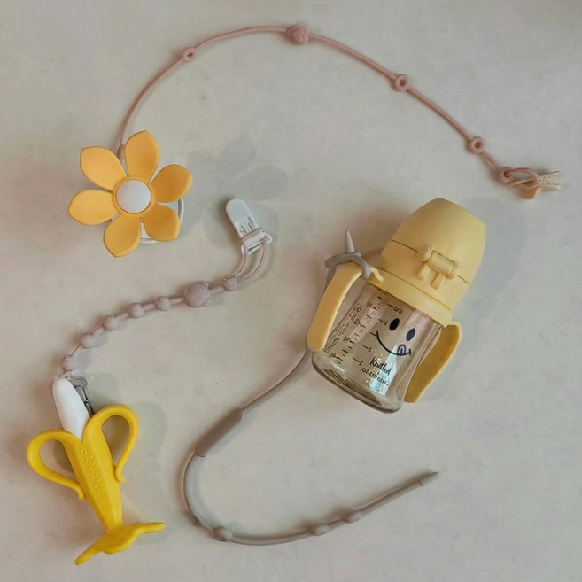 말랑베이비 실리콘 멀티 스트랩 홀더, 1세트, 밀크숏앤롱