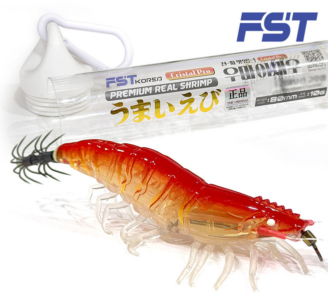 FST 25년 완벽수평침강 리얼새우에기 60mm 우마이 크리스탈 전체 UV+야광 축광 실리콘다리 쉬림프에기 갑오징어 쭈꾸미 한치 에기, #10 리얼꽃새우, 1개, 10g