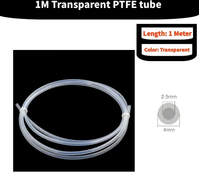 2.5mm 내경 x 4mm 외경 PTFE 튜브 Bambu Lab A1/A1 mini/P1P/P1S/X1C Creality K1 Ender 3 V3용 직접 구동, 04 Transparent 1M
