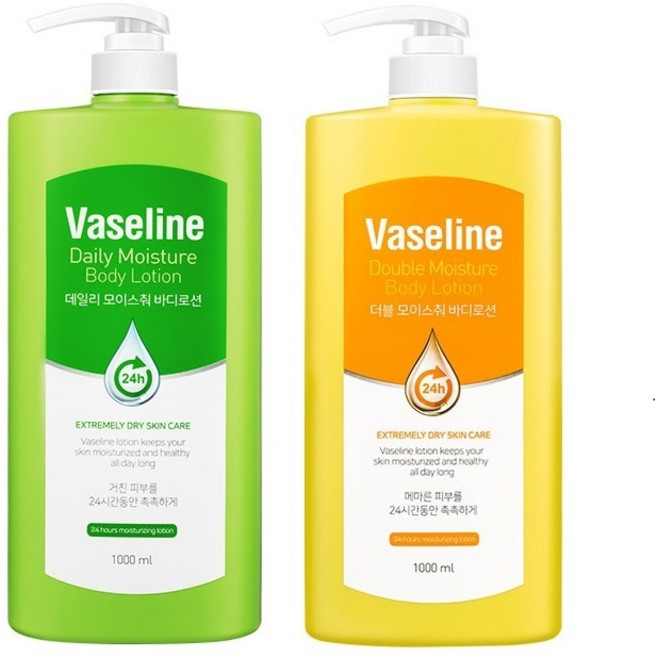 바세린 24시간 대용량 바디로션 1000ml X 2개 피부타입 선택가능, 1L