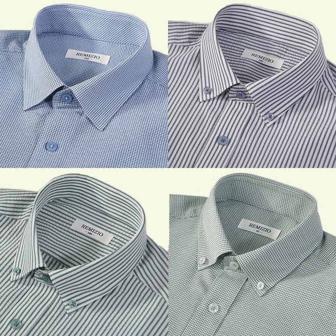 레미지오 프리미엄 남자 시어서커 셔츠 통기성 좋은 구김방지 여름 반팔 (지지미 원단) 남성 셔츠 95~130 사이즈 8컬러