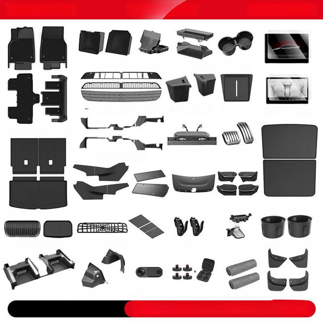 테슬라 모델Y YL 벨벳 트렁크 측면 보호대 인테리어 부품, YL 6인승 신차 세트 A1, 1개