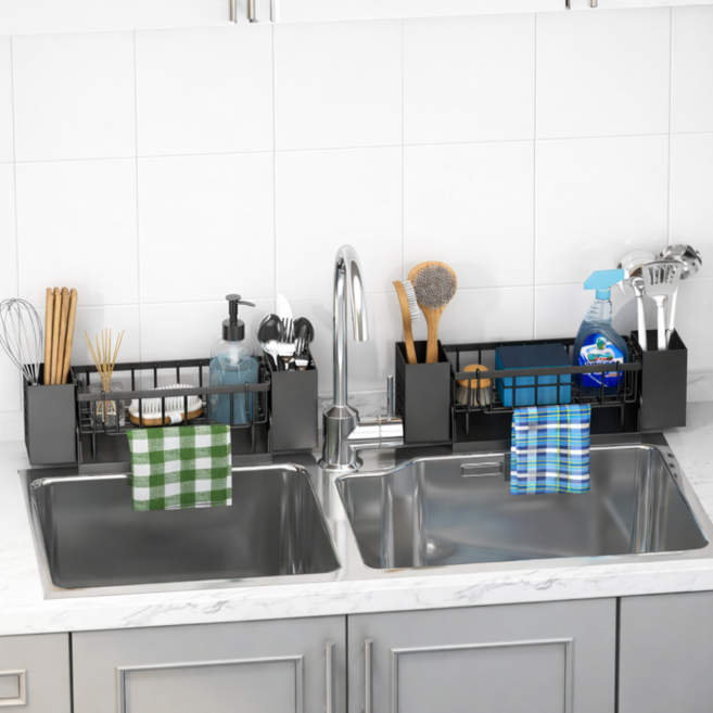 모아빛 분리가능 수납 자동물빠짐 수세미거치대, 1개, 그레이