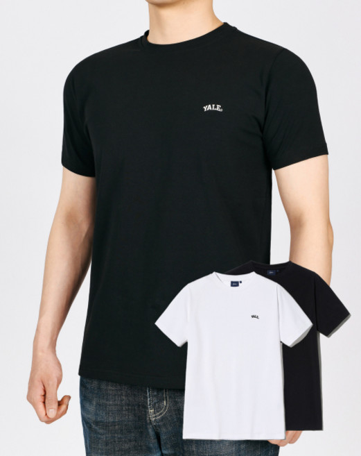 예일 2PACK 맨즈 머슬핏 반팔티셔츠 화이트/블랙