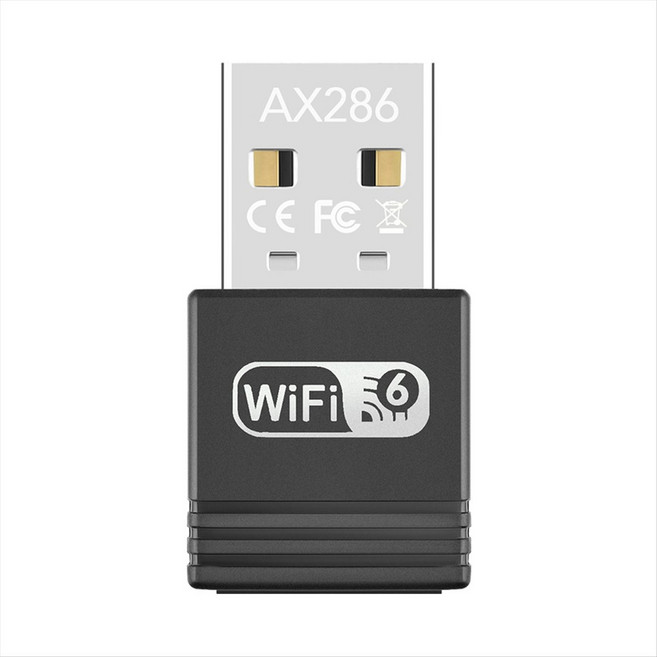 USB WiFi 6 어댑터 AX286Mbps 2.4G 드라이버가 필요 없는 무선 WiFi6 수신기 Win7/8.1/10/11용 MU-MIMO OFDMA, 검은색