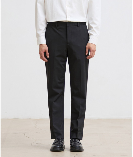 [STCO] 남성 히든밴딩 신축성 울혼방 정장바지 슬랙스 스트레이트핏 블랙
