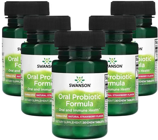 스완슨 구강 프로바이오틱 포뮬라 천연 딸기 맛 30억CFU 30츄어블, 30정 - 쿠팡