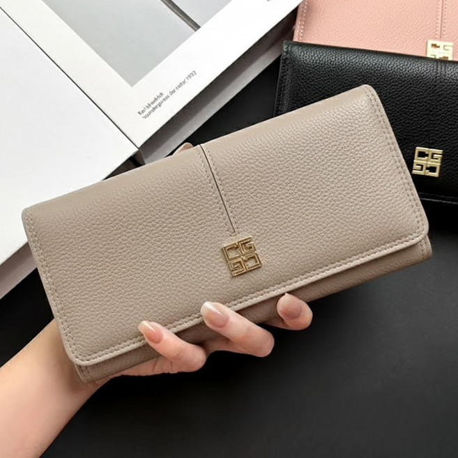 여성 심플 가죽 장지갑 데일리 지갑