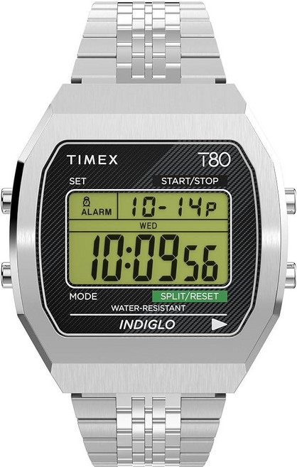 Timex 유니 T80 스틸 36mm 시계 스테인리스 스틸/디지털/스테인리스 스틸 원사이즈 36mm T80 스틸