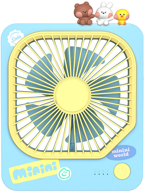 쿨린 라인프렌즈 미니니 무선 미니 탁상용 선풍기, CL-164, 블루