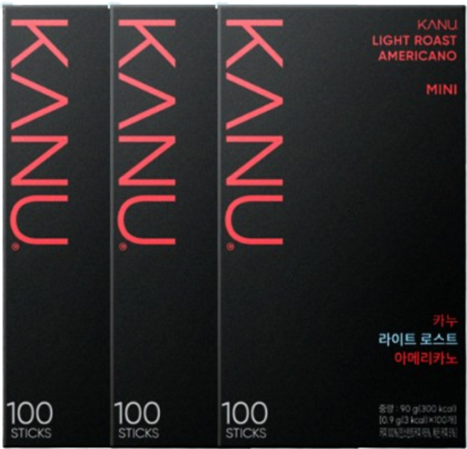 카누 미니 라이트로스트 아메리카노 100개입 3박스, 0.9g, 100 STICKS