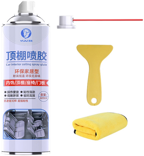 YIJU 易居 頂棚噴膠 內飾修復膠水 車頂布固定翻新, 1個, 600ml, 不適用