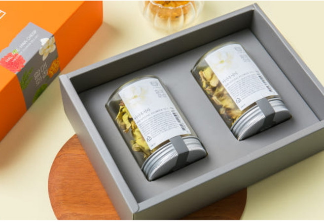 국산 수제 기관지 비염 건강에 좋은 목련 꽃차 감사인사 선물세트 화이통협동조합 할매화첩 꽃차2종(하얀추억차 하얀추억차), 2개, 목련꽃잎