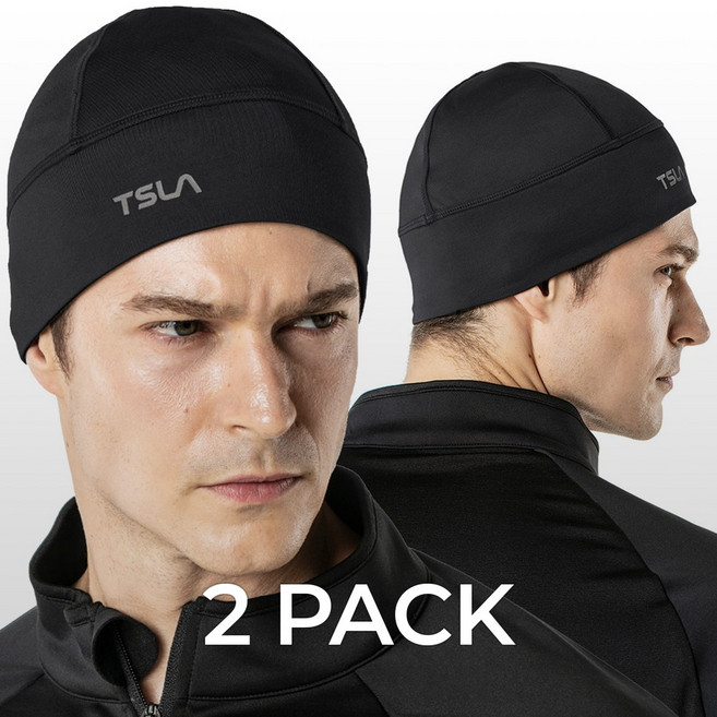 테슬라 스컬캡 방한모자 자전거모자 2팩 TM-YZC11, 블랙 블랙_KBK