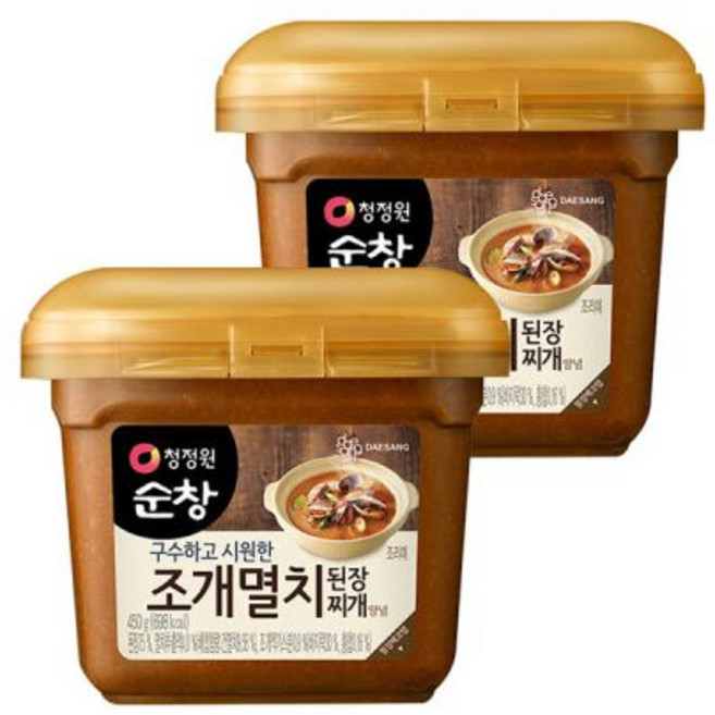 청정원 순창 우리쌀로만든 미소된장 된장찌개 450gx2개, 순창 조개 멸치 된장 찌개양념 된장찌개 450g x 2