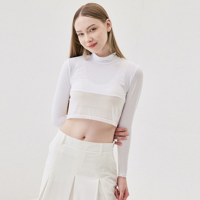 엠엠스포츠 여성 UV차단 냉감 골프 스포츠 메쉬 하이넥 볼레로 이너웨어