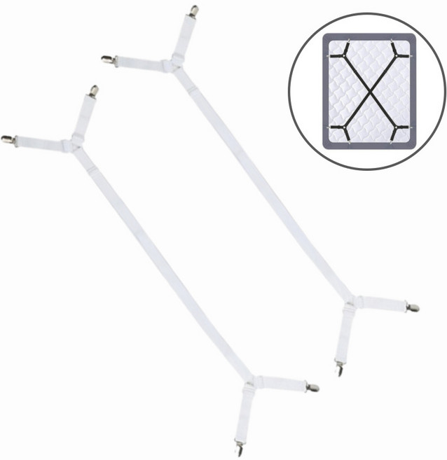 라라민 침대시트 고정집게 패드 커버 고정 클립, 1세트, 롱 화이트