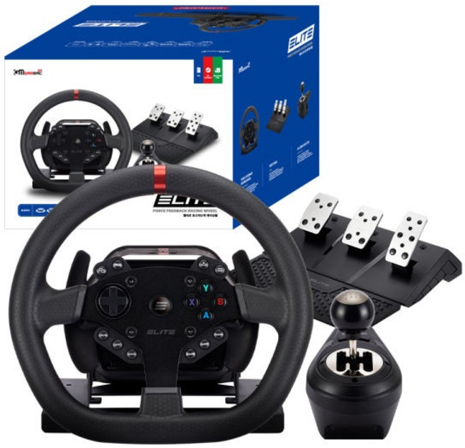 (GAMMAC) 엘리트 포스 피드백 레이싱 휠 PC PS4 PS5 XBOX 사용가능, PS5용, 1개