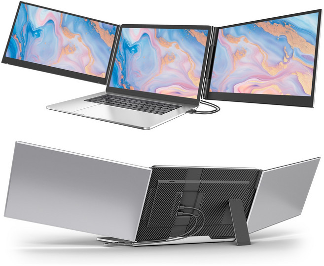 KEFEYA 15.6인치 FHD IPS 노트북 휴대용 트리플 스크린 포터블 보조 모니터, S7, 39.5cm