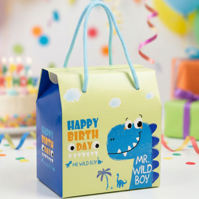 레인보우캣 선물 포장 박스 종이 쇼핑백 공룡 캐릭터 10개, 1세트, 블루공룡