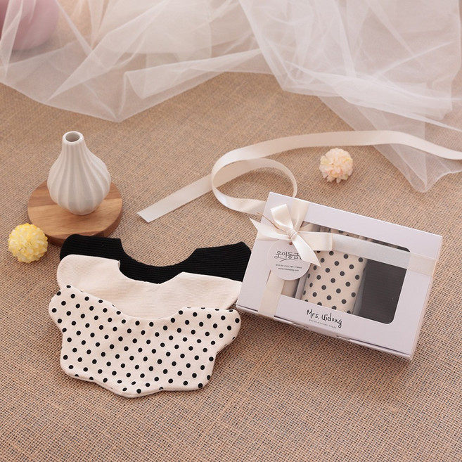 [출산백일선물] 우이동금손 쿠키오 쁘띠 턱받이 3종세트 [포장+쇼핑백세트], 1개, 3개입, FREE