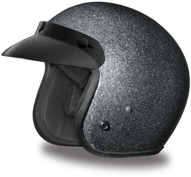 Daytona Helmets 3/4 성인용 오픈 페이스 오토바이 헬멧 - DOT 승인 베스파 남성용 듀얼 바이저 여성용 레트로 카스코 모페드 크루저 보버 및 차퍼용, 총 금속 플레이크