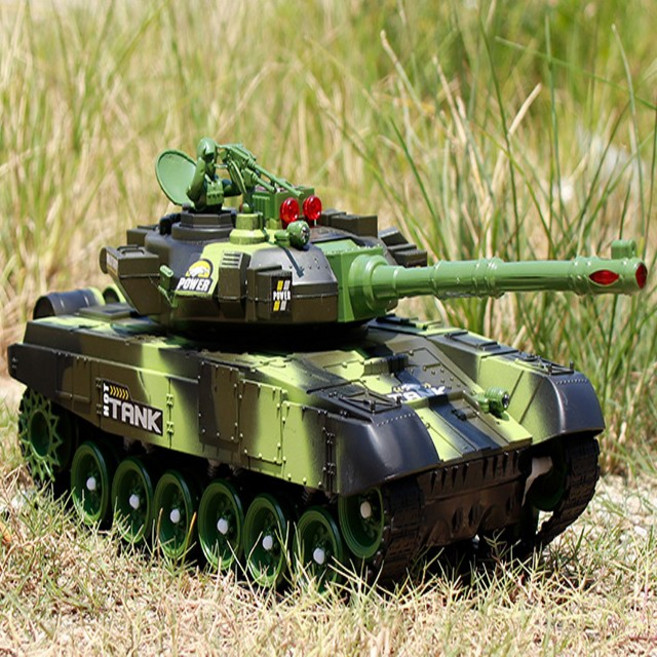 배틀 탱크 무선조종 RC카 서바이벌 장난감, 녹색, 1개