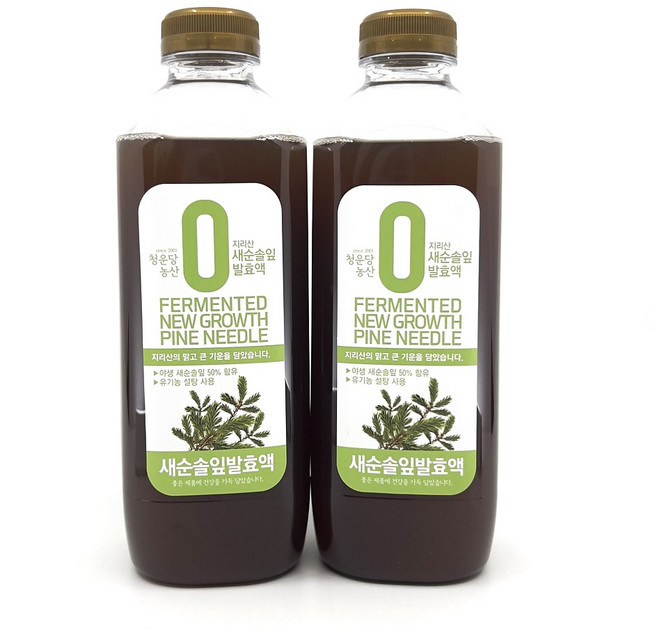 청운당농산 지리산 새순 솔잎 진액 발효 엑기스 효소no, 900ml, 2개