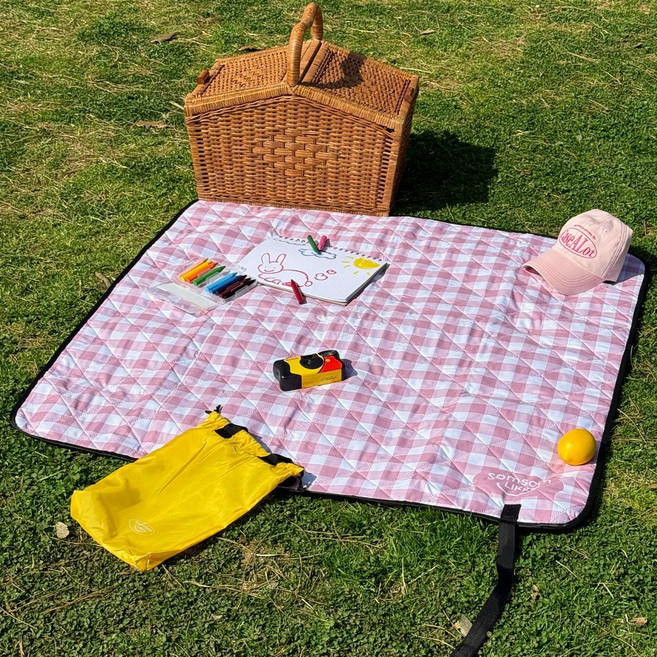 솜솜라이크 푹신한 1인용 돗자리 미니 방수 피크닉 매트, 인디핑크