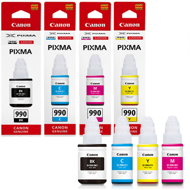 캐논 정품잉크 GI-990 4색 세트 G3910 G3900 G3915 G2910, [정품]GI-990 4색세트, 1개