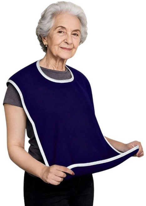 차차쿠바 부드러운 수건면 요양원 환자용 방오 위생 턱받이 식사 앞치마, 1개, 네이비