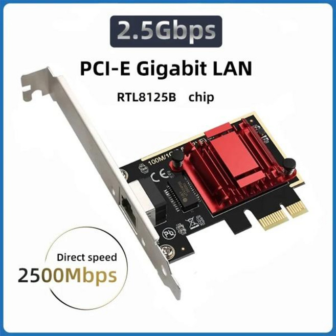 이더넷 유선 LAN 컨트롤러 어댑터 2500Mbps PCI-E-RJ45 네트워크 카드 RTL8125B 칩 100 Mbps 1000Mbps 2.5Gbps Win7 8 10/11, 1개