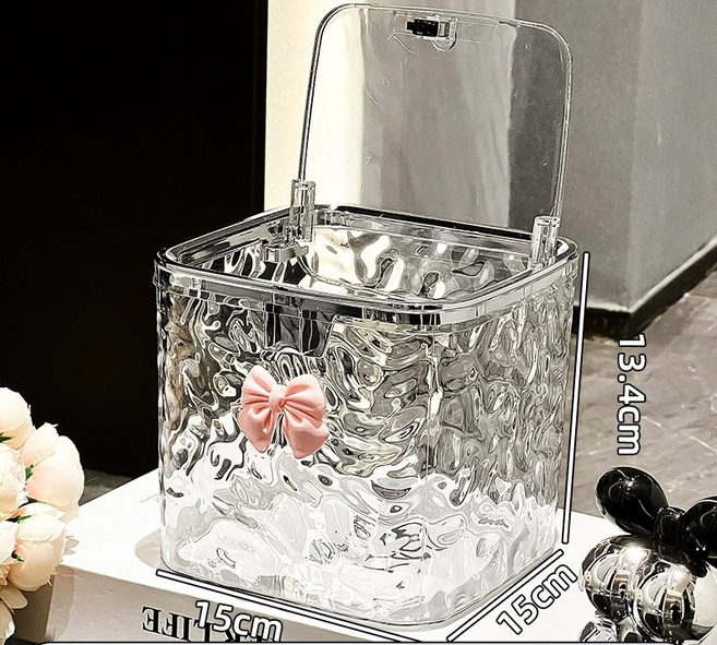 체리닷컴 다용도 악세사리 머리핀 투명 소품수납함, 1개, 대형 투명 리본