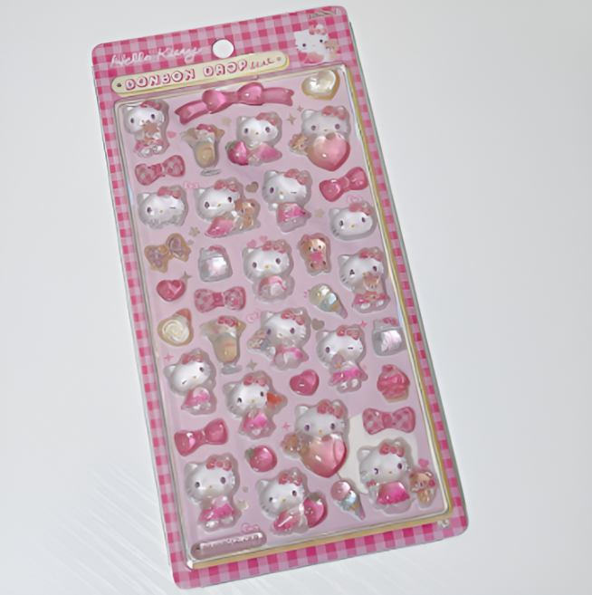 산리오 일본 직수입 헬로키티 마이멜로디 한교동 3D 입체 스티커 2탄 봉봉드랍 다꾸 다이어리 폰꾸미기용, 1개, 핑크키티