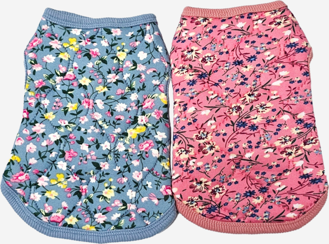 할매 김장 조끼 애견의류 강아지옷, 1개, 하늘꽃조끼